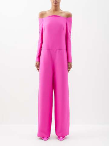 valentino - crepe couture wool-blend jumpsuit - womens - pink