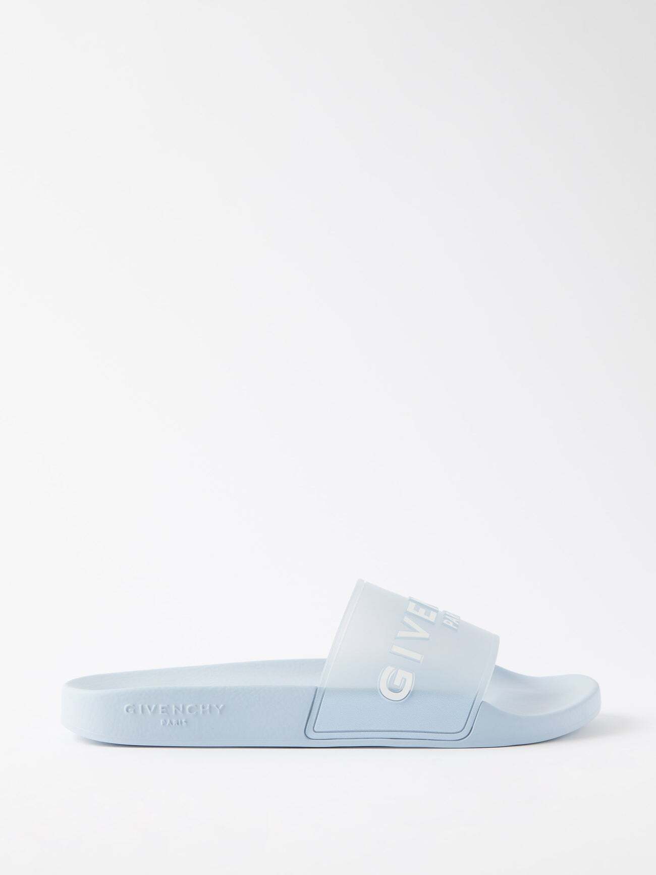 Givenchy - Moulded-logo Rubber Slides - Womens - Light Blue