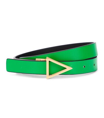 Bottega Veneta Triangular reversible leather belt in green
