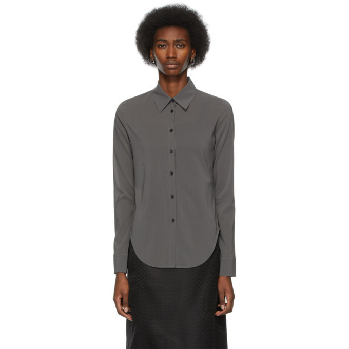 Arch The Grey Silk Straight Shirt in gray