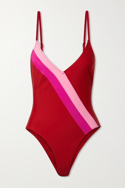 Solid & Striped - The Ariel Striped Swimsuit - Red