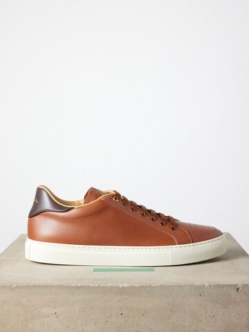 paul smith - banff leather low-top trainers - mens - tan