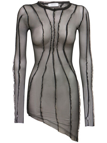 SAMI MIRO VINTAGE Asymmetric Nylon Jersey Mini Dress in black