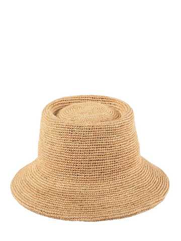 lack of color inca straw raffia bucket hat in natural