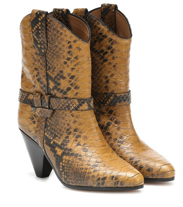 Isabel Marant Deane snake-effect cowboy boots in yellow