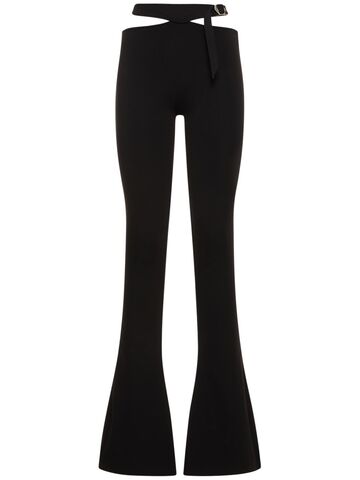 the attico compact tech jersey cutout flared pants in black