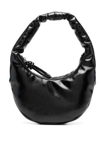 msgm puffer patent shoulder bag - black