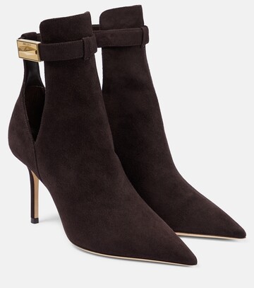 jimmy choo nell 85 suede ankle boots in brown