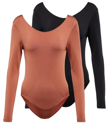prism² set of two long-sleeve bodysuits in black