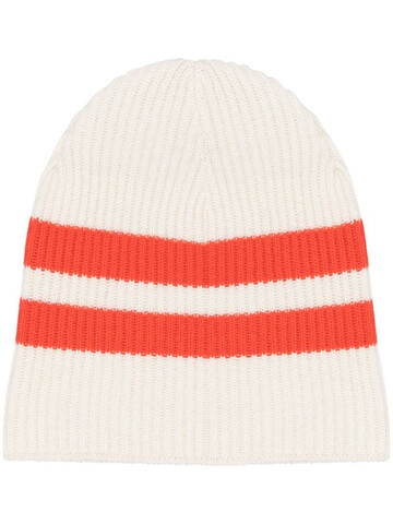 Cashmere In Love striped ribbed-knit beanie in neutrals