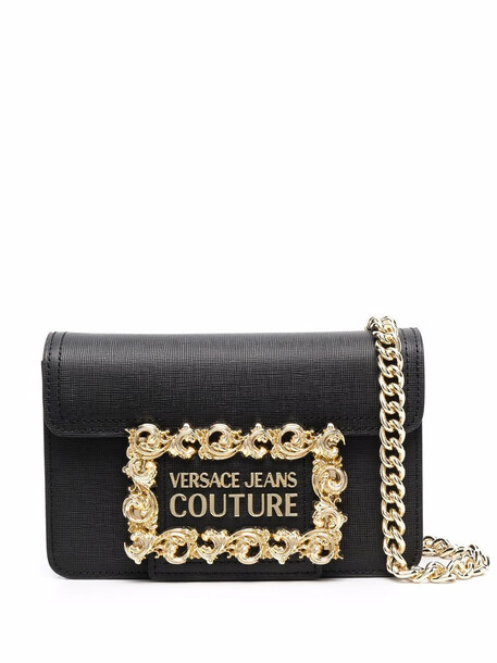 Versace Jeans Couture Barocco-plaque crossbody bag - Black