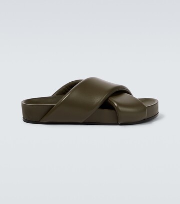 jil sander padded leather sandals in green