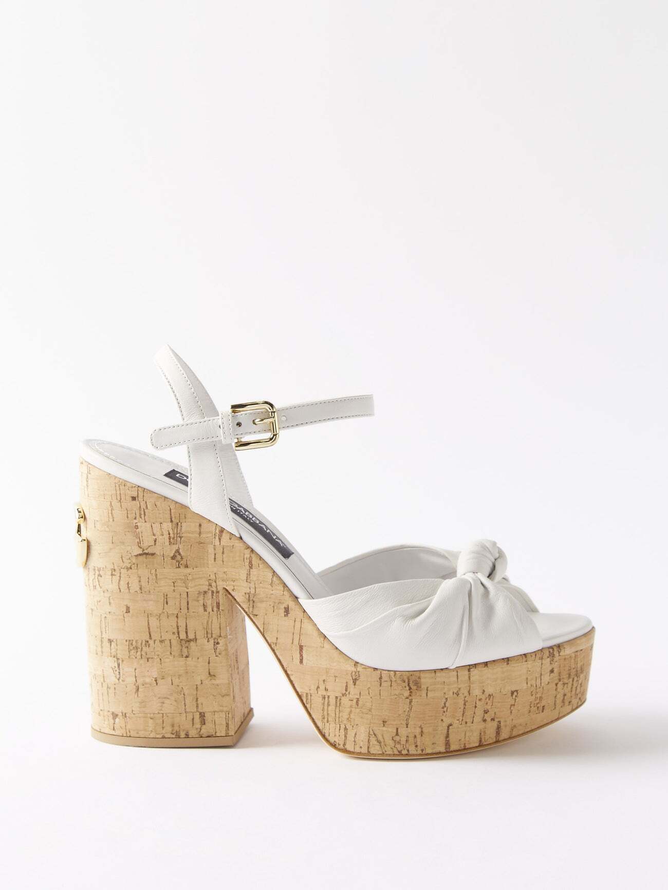 Dolce & Gabbana - Leather And Cork Platform Sandals - Womens - White