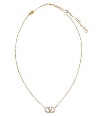 valentino vlogo crystal and faux pearl-embellished necklace in gold