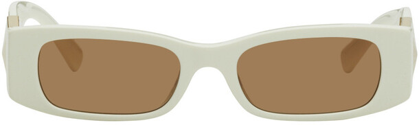 Valentino Off-White Rectangular Sunglasses in ivory