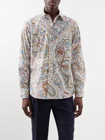 etro - paisley-print cotton-blend shirt - mens - multi