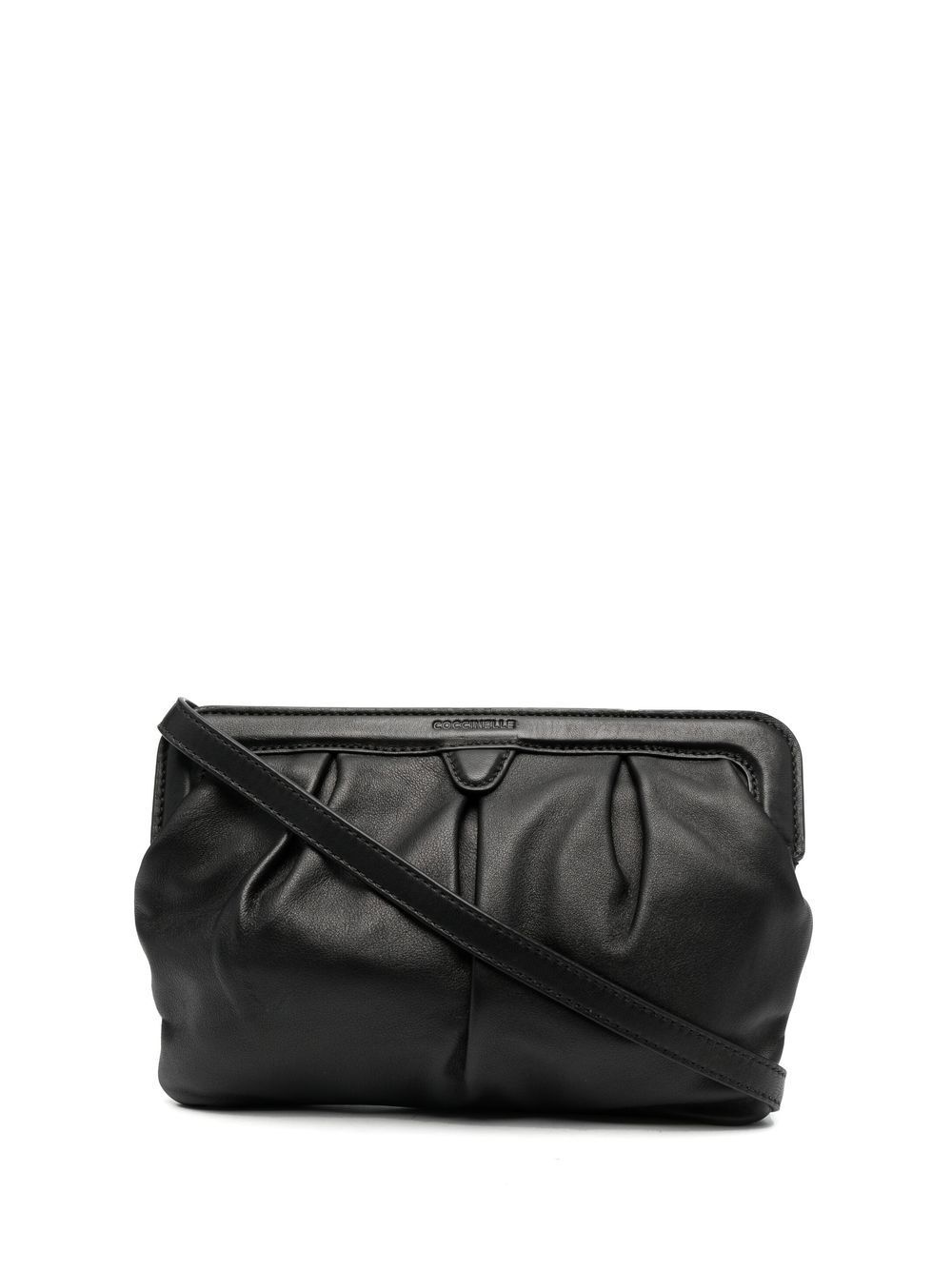 Coccinelle ruched leather clutch bag - Black