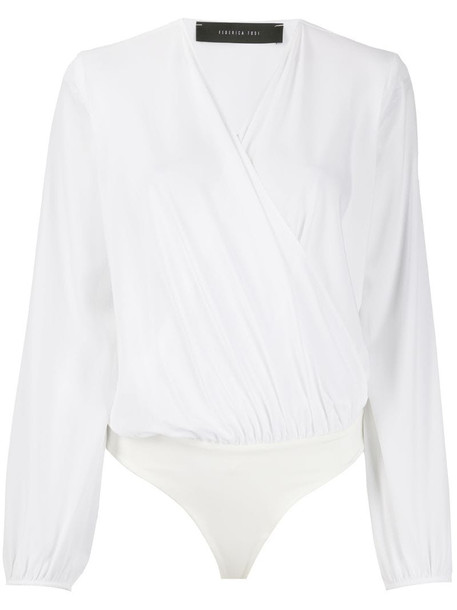 Federica Tosi wrap bodysuit blouse in white