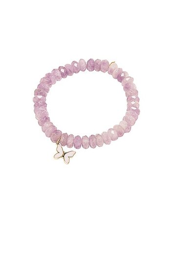 sydney evan butterfly charm beaded bracelet in lavender