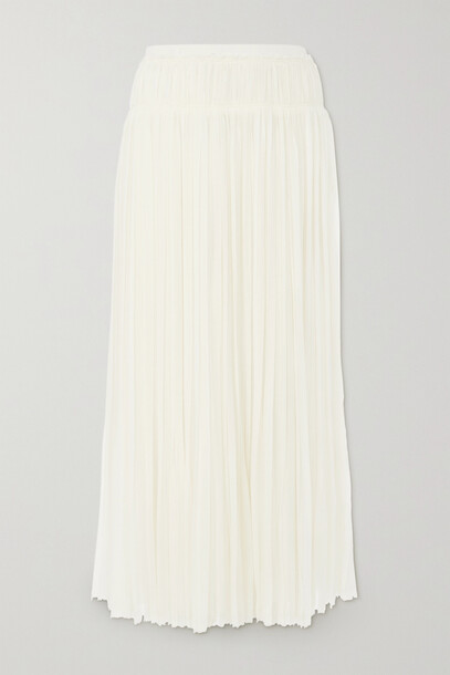 Chloé Chloé - + Net Sustain Asymmetric Pleated Wool-gauze Midi Skirt - White