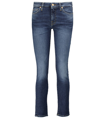 7 For All Mankind Pyper cropped mid-rise skinny jeans in blue