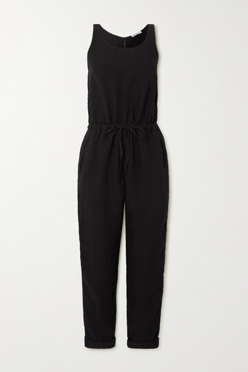 james perse - tencel lyocell and linen-blend canvas jumpsuit - black