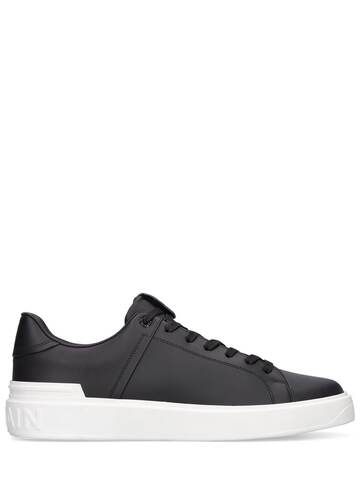 balmain b court leather low top sneakers in black / white