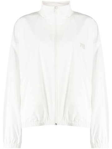 alexander wang logo-embossed zipped track jacket - white