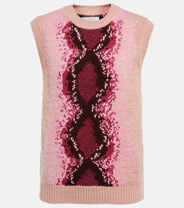 barrie jacquard cashmere and cotton vest in pink