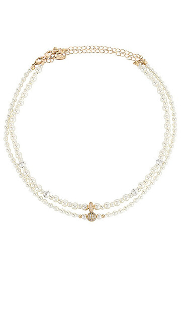 ettika pearl beaded layered necklace set in ivory in gold