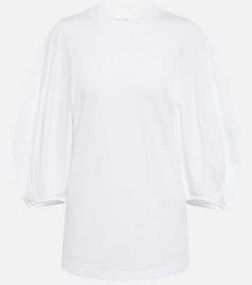 chloe balloon-sleeve cotton jersey t-shirt in white