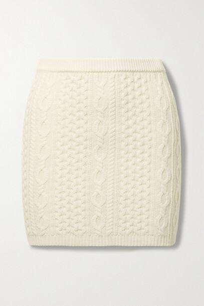 Alice + Olivia Alice + Olivia - Ingrid Cable-knit Wool-blend Mini Skirt - Off-white