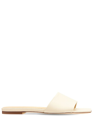 AEYDE 10mm Anna Leather Slide Flats in ivory