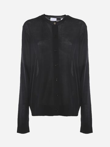 Burberry Wool Blend Cardigan With Embroidered Monogram in black