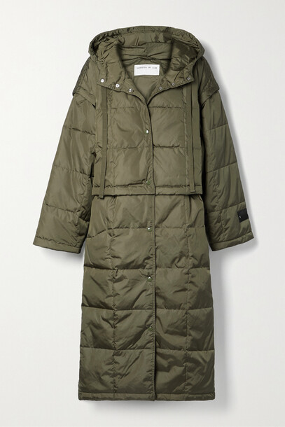 Shoreditch Ski Club - Eden Convertible Hooded Quilted Padded Shell Coat - Green