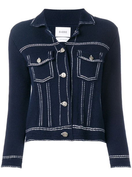 Barrie denim style knitted cardigan in blue