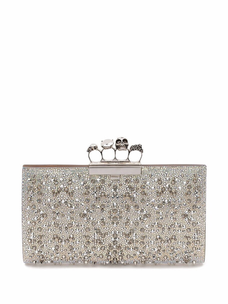 Alexander McQueen embellished-knuckle-ring clutch - White