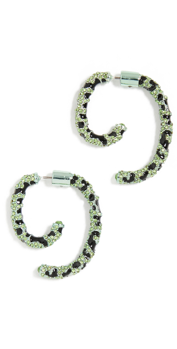DEMARSON Pave Electro Zebra Luna Earrings in mint