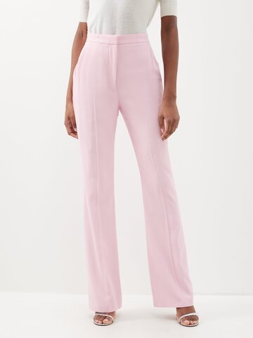 alexander mcqueen - high-rise crepe bootcut trousers - womens - pale pink