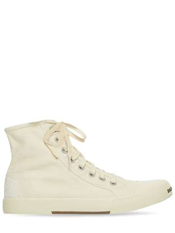 BALENCIAGA 20mm Paris Cotton High Top Sneakers in white