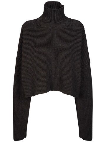 BALENCIAGA Cropped Cotton Knit Turtleneck in black