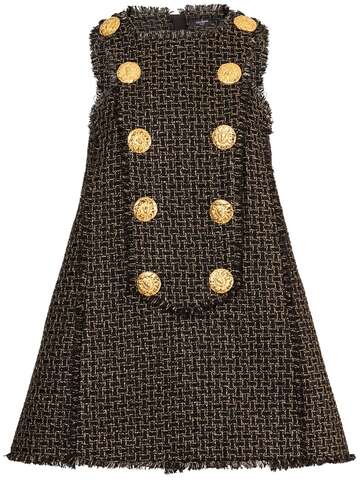 balmain tweed lurex mini dress in black / gold