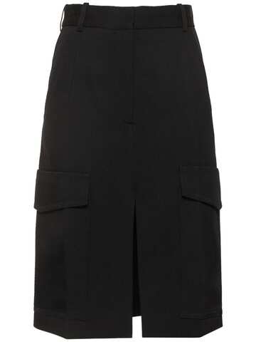 VICTORIA BECKHAM Tailored Utility Wool Midi Skirt in black