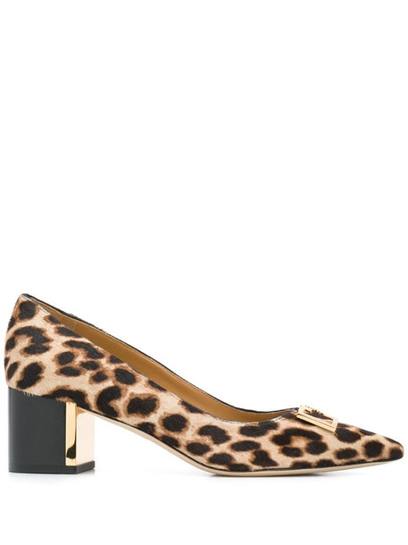 Tory Burch pointed leopard print pumps in brown