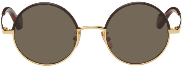 Loewe Gold & Brown Small Round Sunglasses