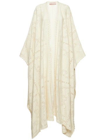 valentino cotton guipure lace long cape in ivory