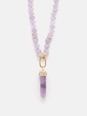 sydney evan - diamond, amethyst & 14kt gold necklace - womens - purple multi
