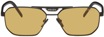 prada eyewear black thin metal aviator sunglasses