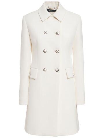 versace stretch viscose crepe coat in white