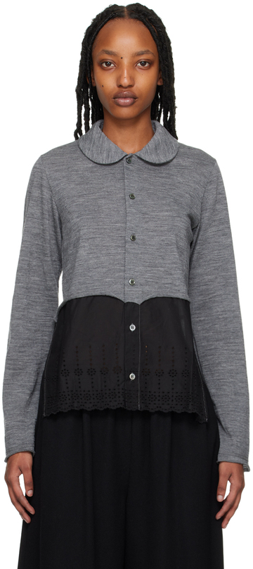 tao Gray & Black Broderie Anglaise Shirt in grey